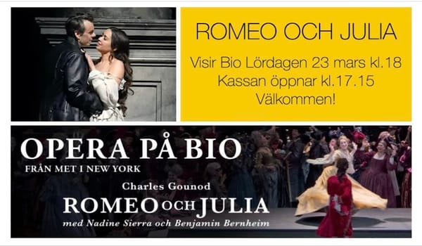 Lördag 23/3 kl. 18.00 | Opera på bio! | Romeo & Julia